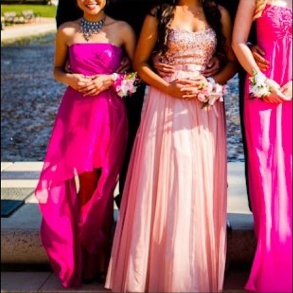 Jessica McClintock Strapless High-Low Prom Dress - Picture 7 of 8